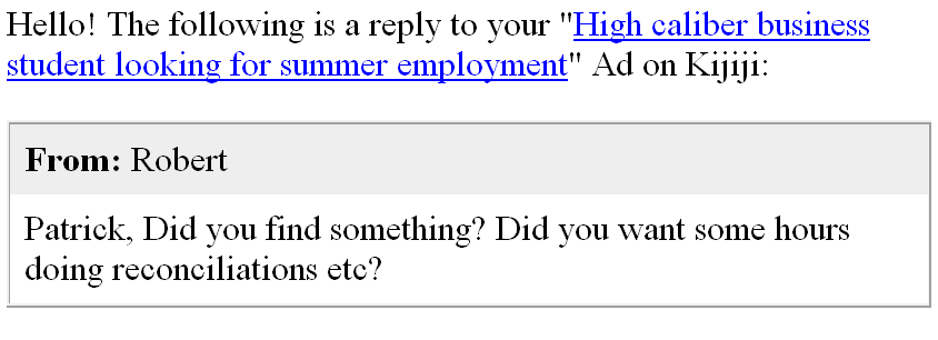 Ad2 Reply to my Kijiji ad