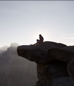 Man sitting on mountain