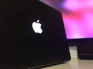 Macbook air with matte black skin